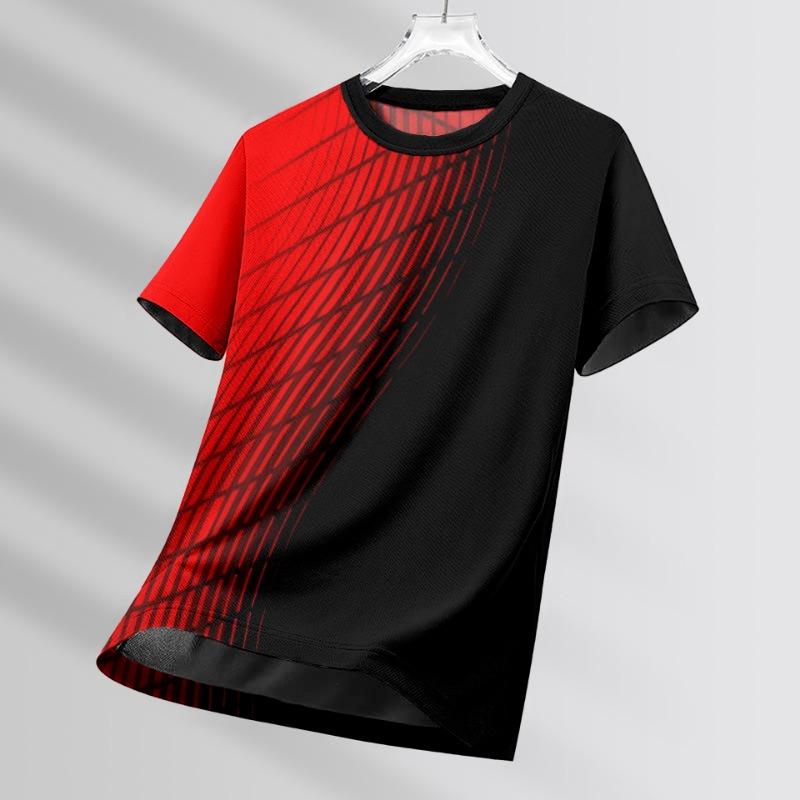 Мужские футболки Спортивная футболка для бега 3D Мужская Быстросохнущая Дышащая с коротким рукавом и круглым вырезом Активная футболка для тренировок на открытом воздухе Мужская одежда