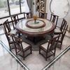 Modern Chinese Solid Wood Dining Set: 1.8m Round Table with Turntable and Chairs for Home or Hotel
