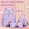 New 4pcs Children's Cartoon Backpack LABUBU Printed Schoolbag Large-capacity Lightweight Waterproof and Wear-resistant Backpack