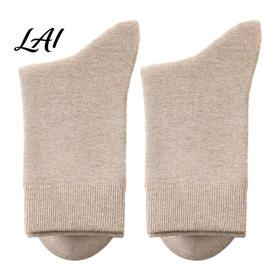 Soft Polycotton Socks Men Crew Socks Solid Color Casual Non Binding Loose Fit Ankle Breathable Sweat Wicking Mid-calf for Autumn Winter And