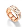 Korean Style Titanium Steel Double-Row Diamond Couple Ring - Fashionable Stainless Steel Jewelry for Women