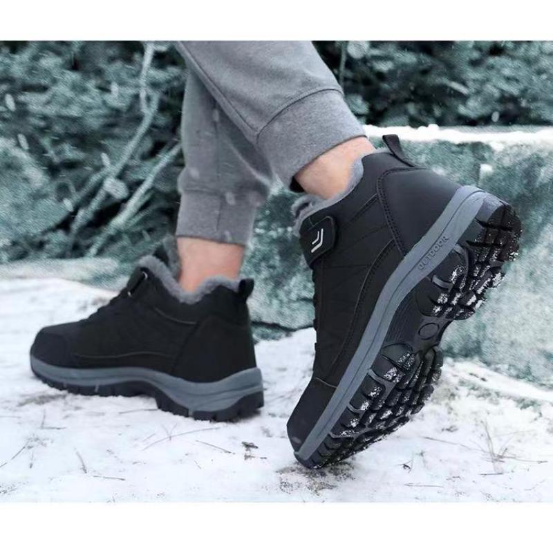 Men's Winter Cotton Shoes, Fleece Lined Thickened Sports Casual Shoes, Soft Sole Non-slip Snow Boots, Waterproof Warm Footwear for Men