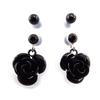 [J5964] - 2 пары черных сережек Rosa Romantica.