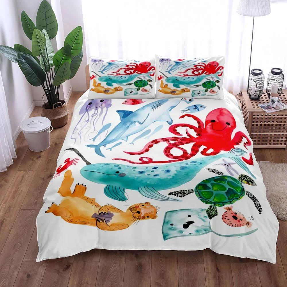 Комплект постельного белья «Осьминог в стиле ретро» King Queen Double Full Twin Single Size Duvet Cover Pillow Case Bed Set