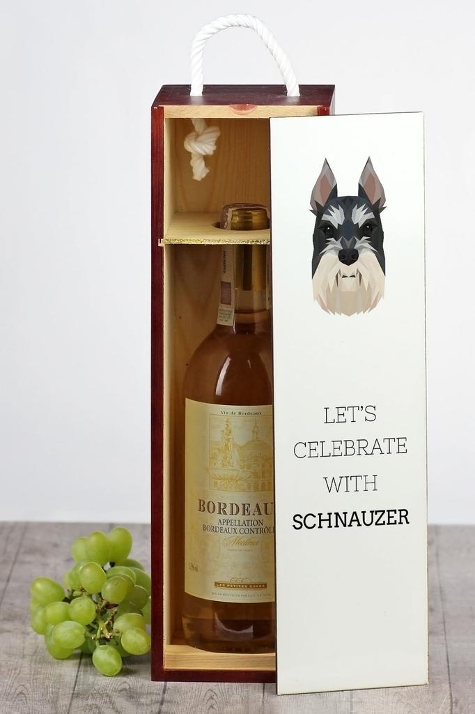 Sznaucer, Schnauzer I - Geometryczne Pudełko Ze Zdjęciem I Napisem Na Wino Marki Art-Dog