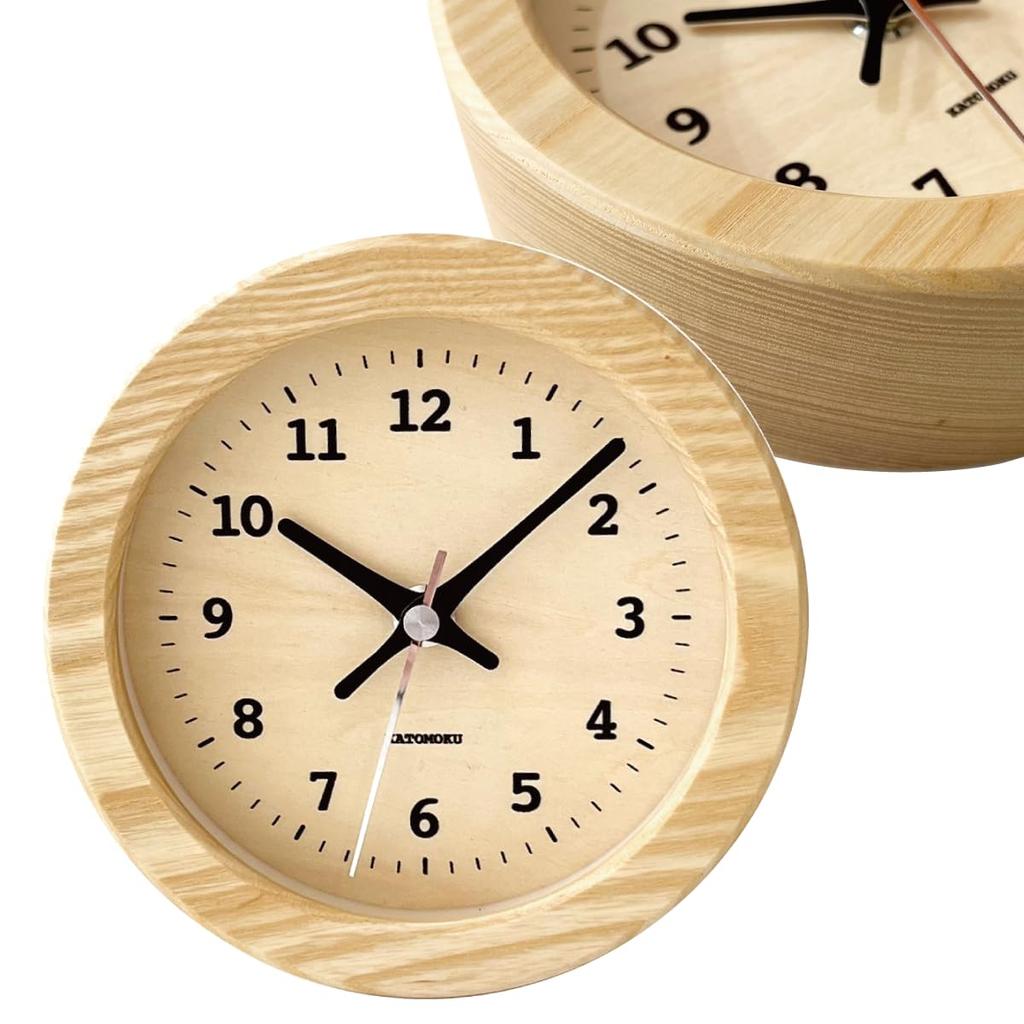 KATOMOKU Dual Use Clock 7 Natural Wall or Table Clock Radio Controlled Clock Continuous Second Hand Diameter 15cm km-132NARC