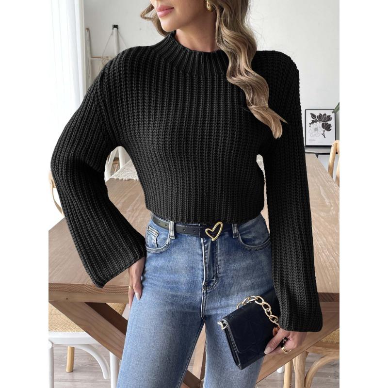 Women's Fall/winter Short Crop Casual Half Turtleneck Sweater