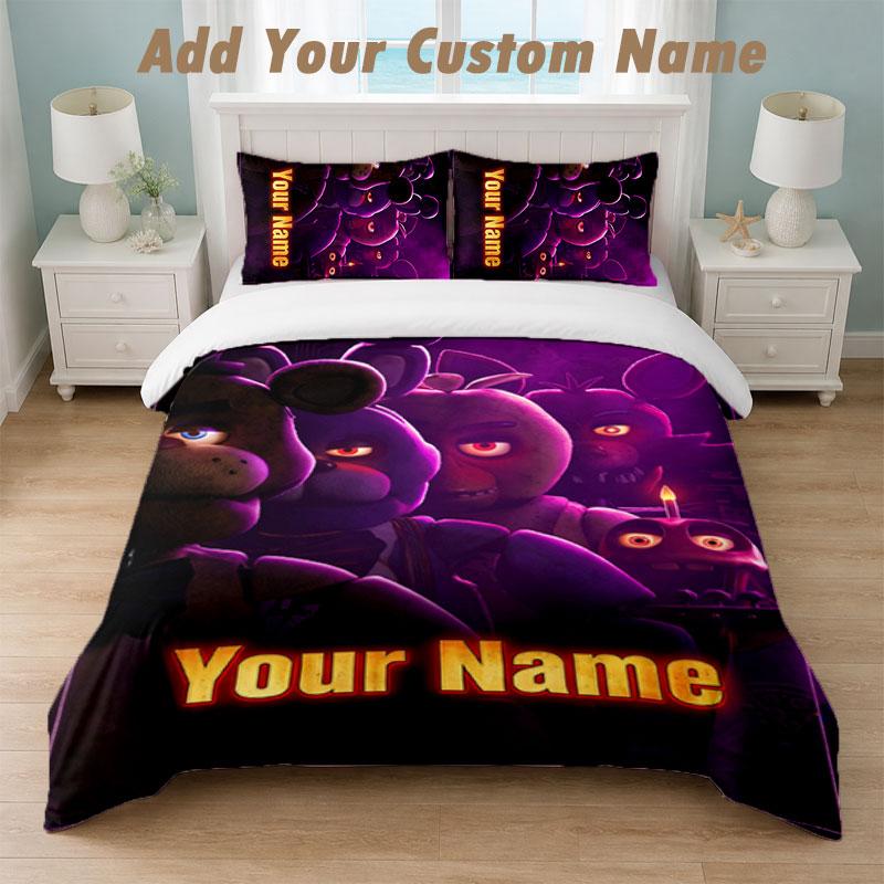 Bedding Set 1 Duvet Cover 2 Pillowcases Five Nights at Freddy’s Print Soft Bed Linen Bedroom Decor