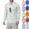 Men's Classic Golf Shirts Ice Silk Breathable Long Sleeve Performance Collar Shirts Lightweight Summer Casual Quick Dry Tee