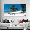 Плакат с закатом, силуэты пальм, тропическое море, пляж, холст, картина, настенное искусство, изображение, гостиная, декоративная печать, фреска
