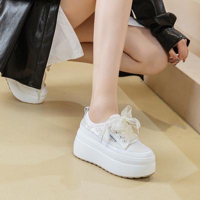 Весна 2025 новый цвет туфли-маффины платформа все-в-одном новые китайские одинарные туфли женские лента маленькие белые туфли женские увеличение роста