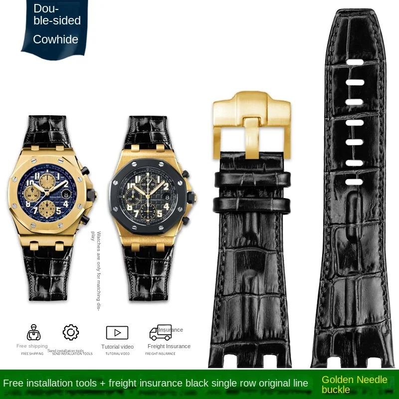 28mm Wristband For Audemars and Piguet Royal Oak Offshore Watch Strap AP 26470 26470 15703 15710 Men Cowhide Leather Watchband