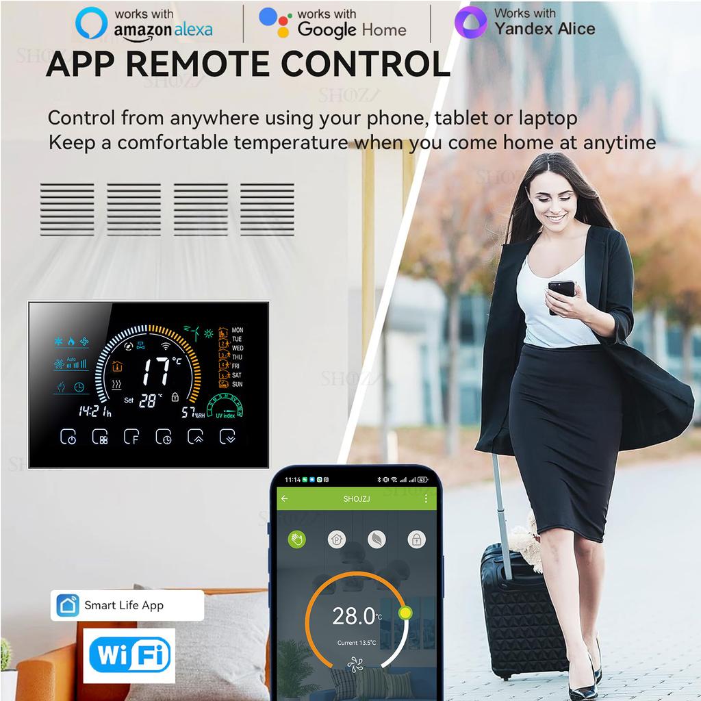TUYA WIFI/RS485 Modbus RTU Программируемый термостат для управления 2/4-ходовым клапаном Отопление/Охлаждение HVAC Воздушная система 24В/220В