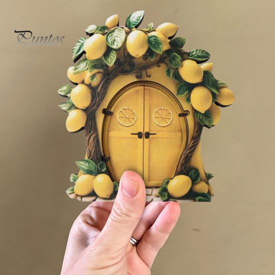 Деревянная волшебная садовая дверь-эльф, украшение для улицы, миниатюрный эльф, украшение для двери, сказочный мир, крошечная фигурка для двери дома, скульптура