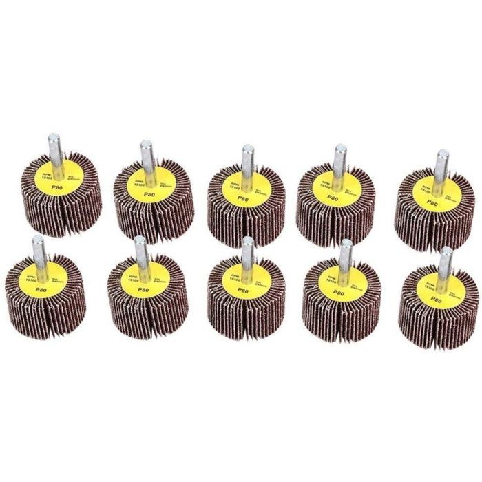 10x Roues à lamelles abrasives Ø40×25×6 mm, tige 6 mm – Meule de polissage pour perceuse (AIMOONSA)