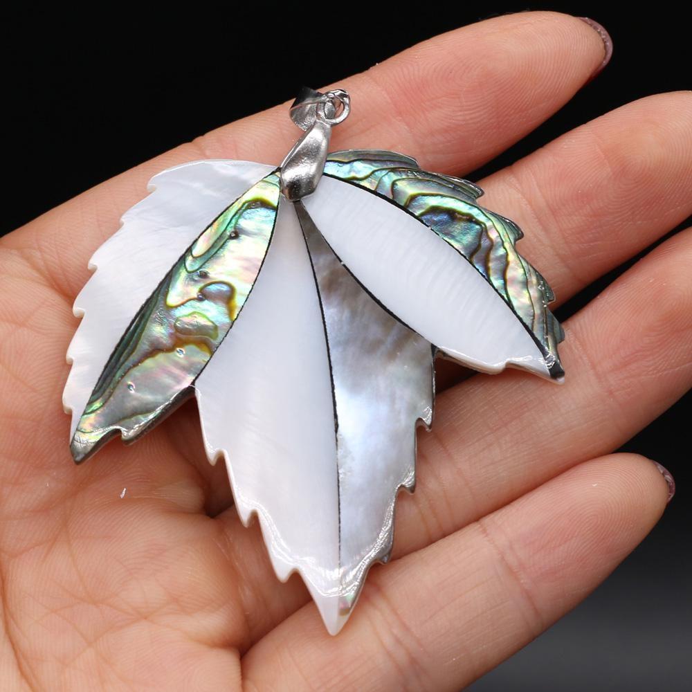 Natural Abalone Pendant Tree Leaf Charm Mother of Pearl Shell Pendants for Women Jewelry Making DIY Necklace Gift