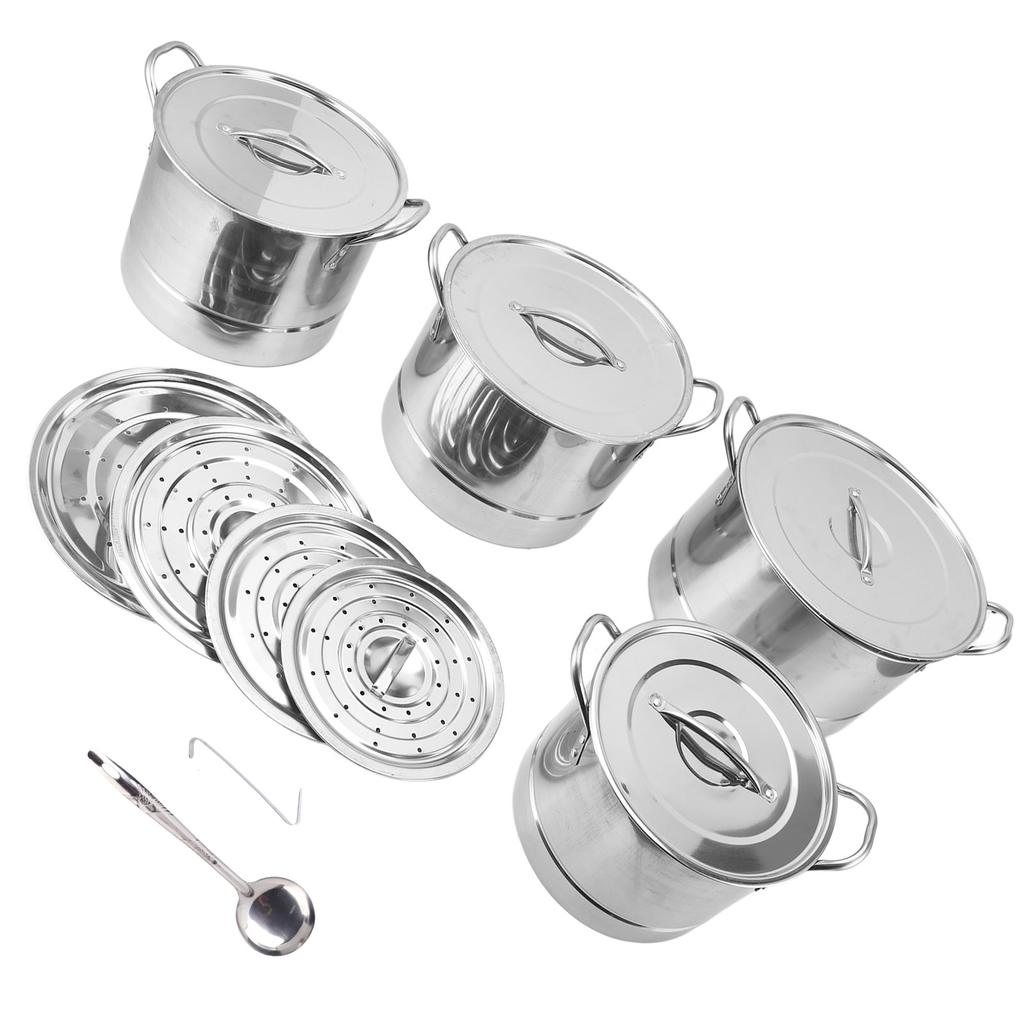 4PCS Soup Pot Set Stainless Steel Multipurpose Sauce Pot Kitchen Cookware with 8 Lids for Cooking Steaming Stir Frying