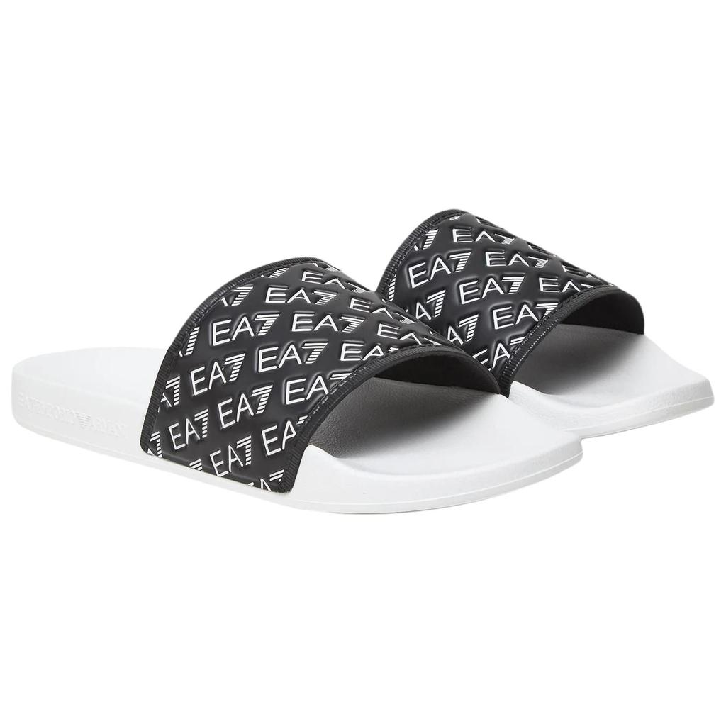 Emporio Armani EA7 Пара Летние Шлепанцы на Плоской Подошве с Ремешком с Буквами, Круглый Носок, Нескользящие, Унисекс, Черные 7X000109AF15125FC079