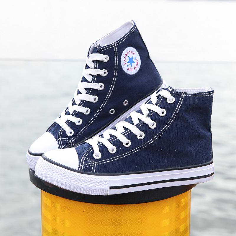 Парные туфли из парусины в стиле колледжа, однотонные, высокие, мужские и женские туфли в стиле ретро 1970-х годов