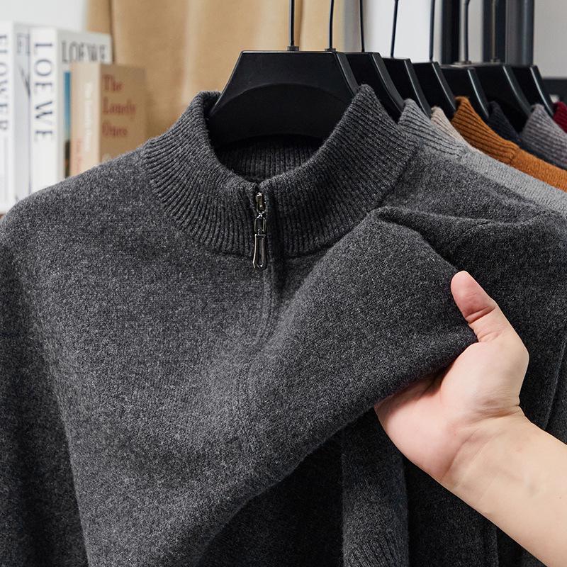 Мужской тяжелый шерстяной кардиган, воротник-стойка, 520 г, плотный однотонный, повседневная теплая верхняя одежда для зимы.