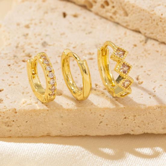 3 шт./комплект сережек разных форм кубический цирконий гладкая отделка серьги хагги золотые медные круглые серьги-кольца для выпускного вечера ежедневные свидания