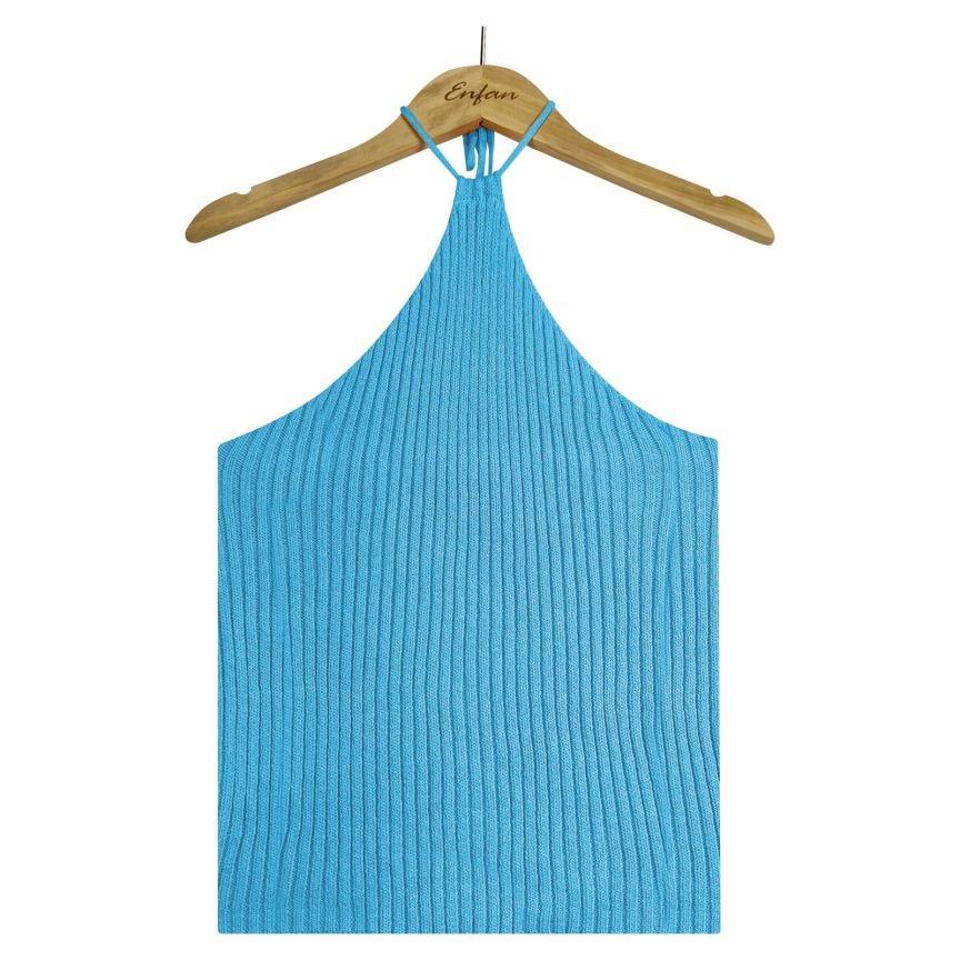 Летний однотонный сексуальный топ с халтер-вырезом, облегающий, вязаный топ-майка на бретелях для женщин