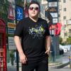 260 Pounds of Fat Man Tide Men's Fat Plus Size Summer Thin Section of Ice Silk Cotton Fashion Short-sleeved T-shirt Fat Bottoming Shirt