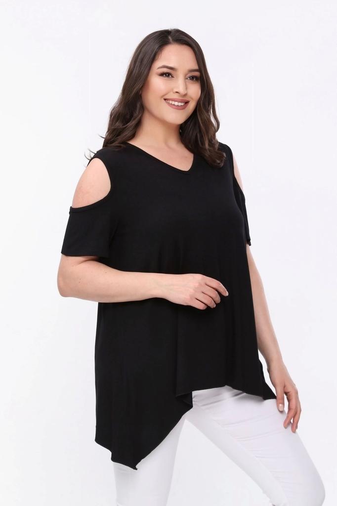 Женская блузка большого размера Асимметричная блузка с окошками на плечах