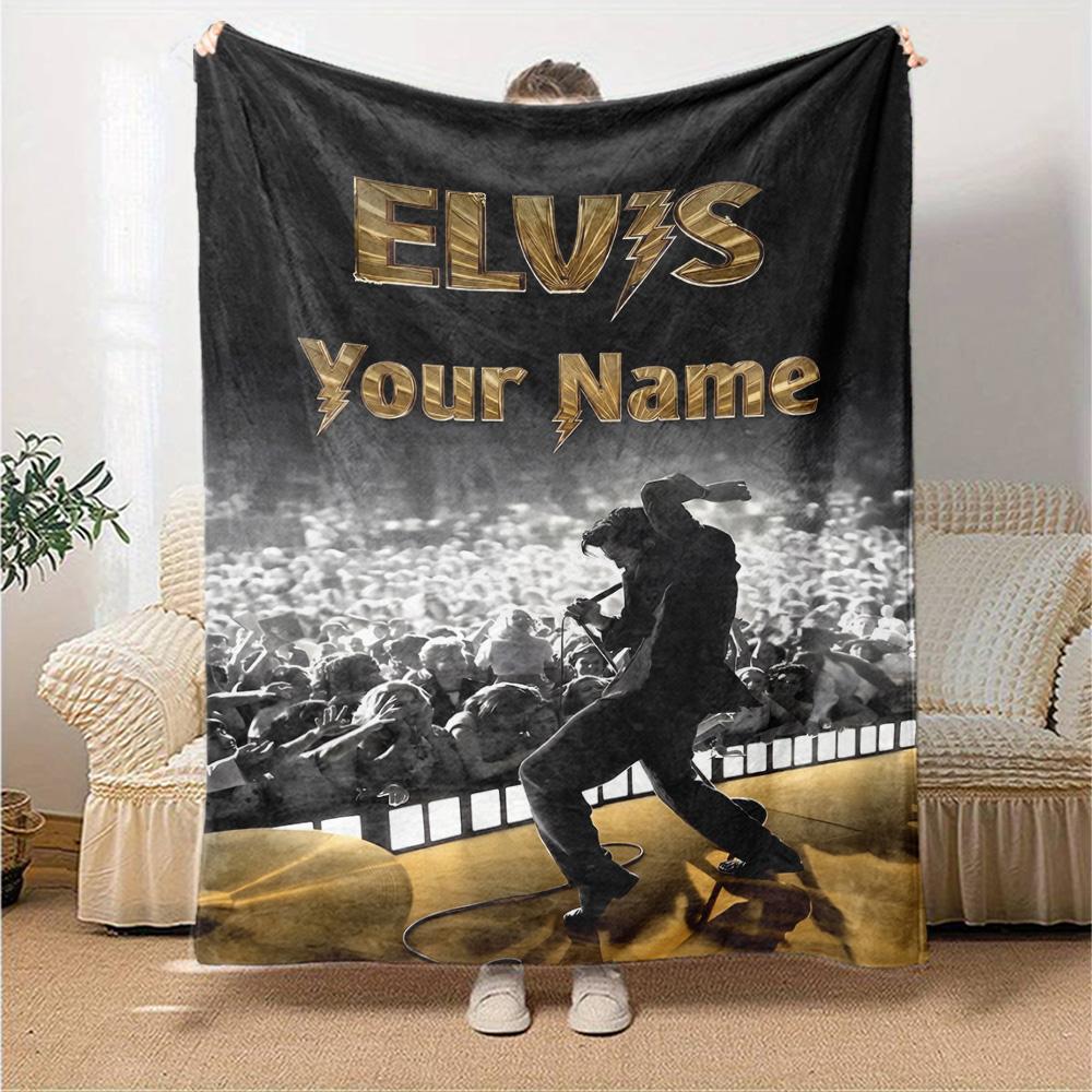 Elvis Presley Personalized Name Blanket Throw Personalized Blanket Durable Comfort Suitable for Bed Chair Livingroom Couch Four Seasons Multipurpose