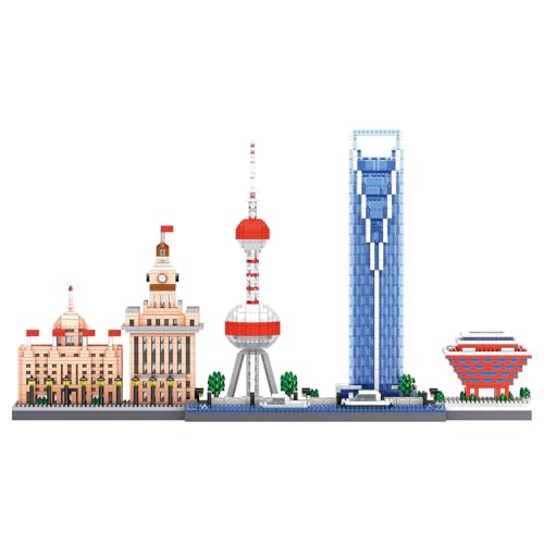 LULUFUN Микро-блоки Серия Город Шанхая Силуэт Архитектура Здание на набережной Шэньситан Здание телебашни Строительные блоки Игрушка Подарок Декор интерьера Убийца времени для взрослых День Рожд