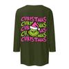 3/4 Sleeve Tops For Women T-Shirt Casual Christmas Print Tops T Shirt Round Neck Pullover Blouse