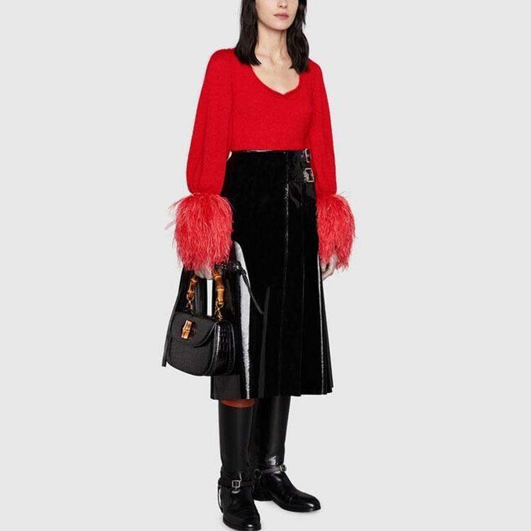 GUCCI Vinyl Effect Skirt Black Women's 669706-ZAFCX-1000