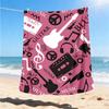 1pc Music Symbols Print Outdoor Blanket, Lightweight Polyester,