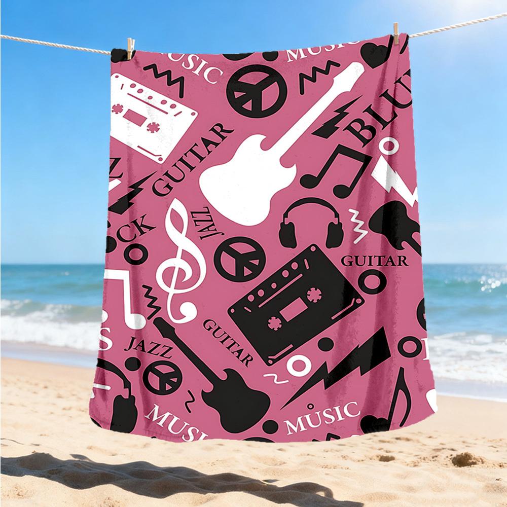 1pc Music Symbols Print Outdoor Blanket, Lightweight Polyester,