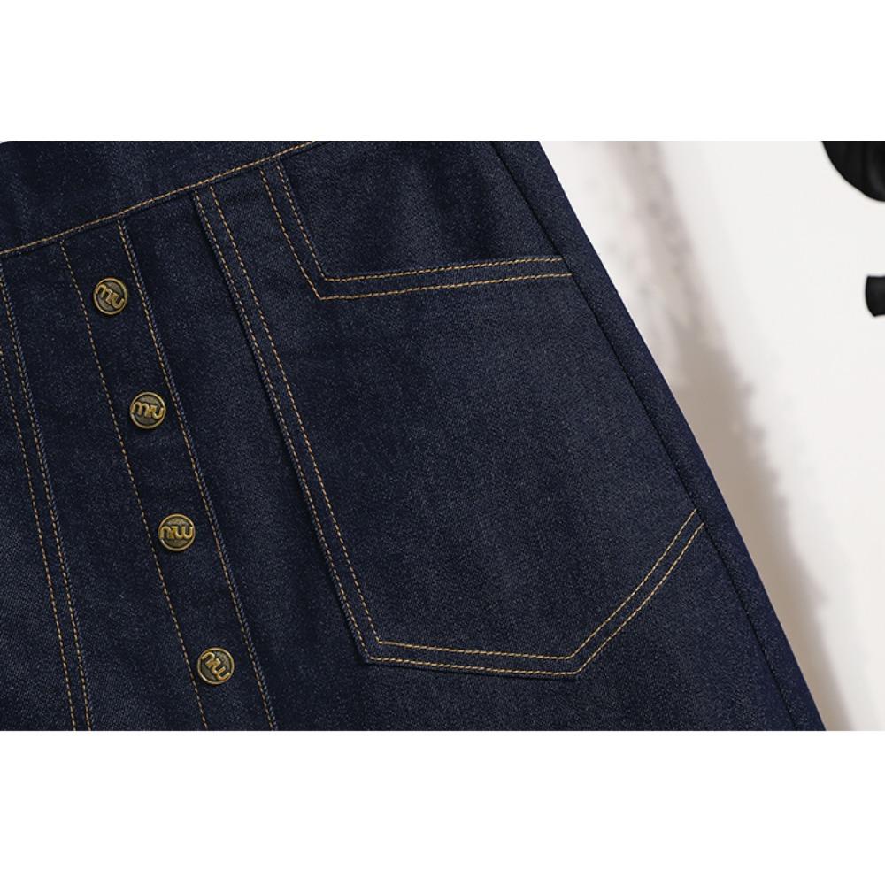 DIMANAF 2025 Большой размер Новые весенние женские А-силуэта Эластичные джинсовые юбки Свободная юбка Высокая талия Винтажные юбки