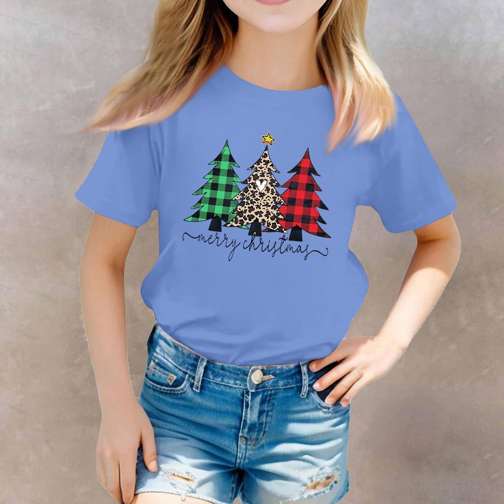 Christmas Day Toddler Girl Boy T-Shirts Kids Top Boys And Girls Printed Short Sleeved T-shirt