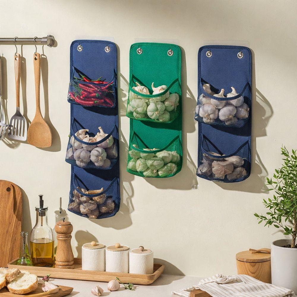 Space Saving Wall Mounted Basket No Drill Bathroom Organizer Mesh Storage Basket  Vegetable Fruit