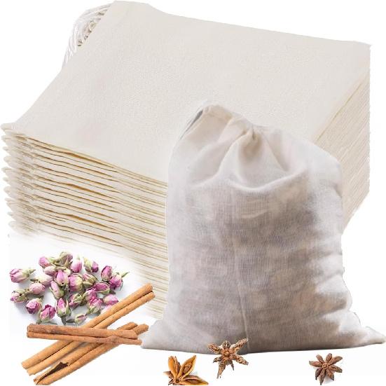 30 Pcs Natural Cotton Spice Bags for Cooking:4x6,6x8Reble Tea Filters with Drawstring, Ideal for Straining Soups, Herb Sachets & Cold Brew