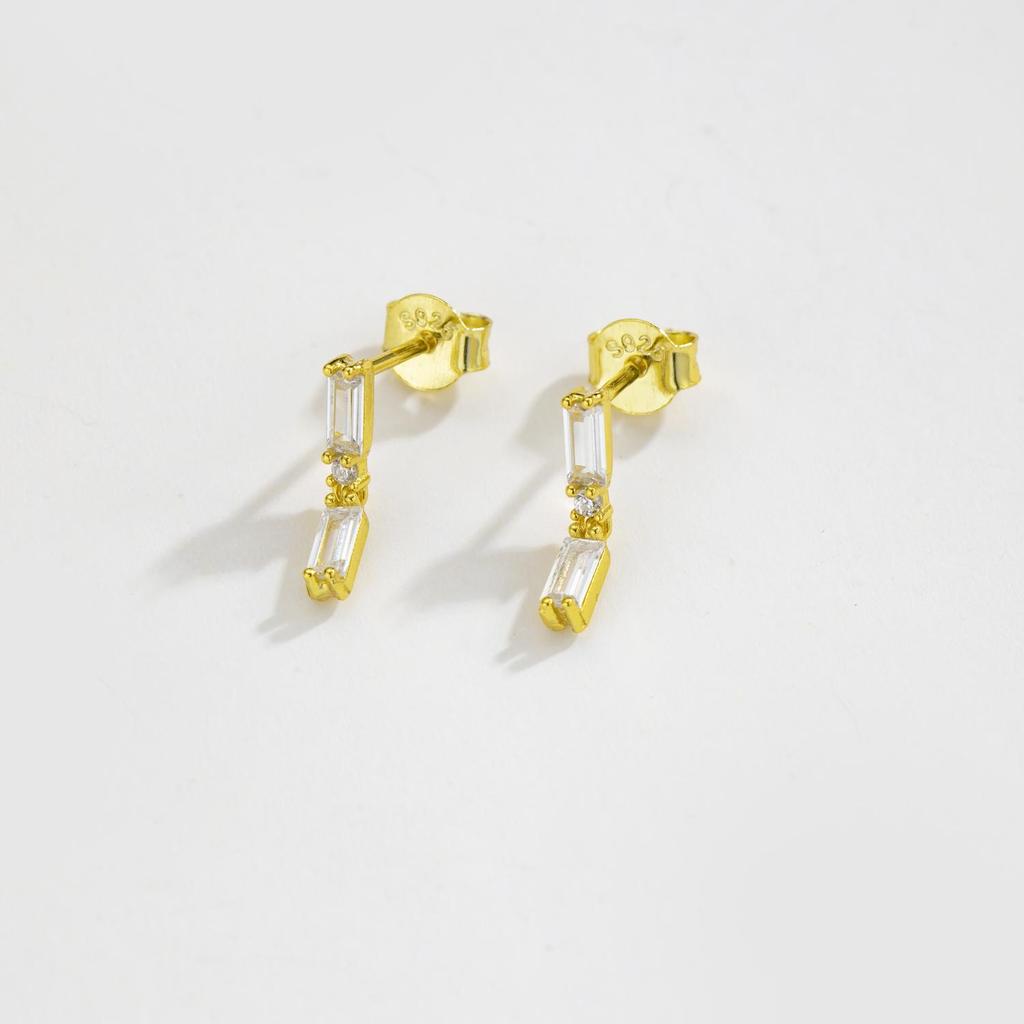 ANDYWEN 100% стерлингового серебра 925 пробы квадратные фианиты циркон пирсинг серьги-подвески роскошные ювелирные изделия роскошные хрустальные драгоценности
