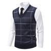 Men's Winter Fleece-Lined Plaid Vest, Pullover, Loose-Fitting Men's Sleeveless Sweater Vest