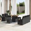 8-Piece Garden Sofa Set with Black Cushions In Poly Rattan Acacia 3363634