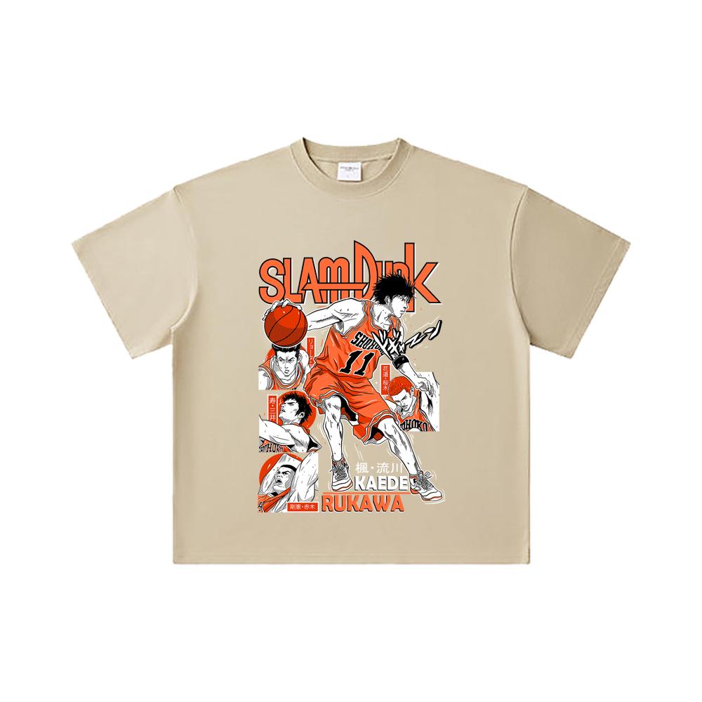 260 GSM Double Yarn 32 Count 100% Cotton Slam Dunk V3 Kaeda Print Unisex Heavy Cotton T Shirt