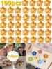 100Pcs Crochet Flowers Puff Flower Gradient Color Knitted Handmade Crochet Flowers for Crafts Embellishment DIY Hair Headband Hat Clothing Accessories