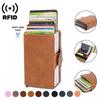 Blocking Protection Men's ID Clip Wallet Leather Metal Aluminum Business Bank Card Holder