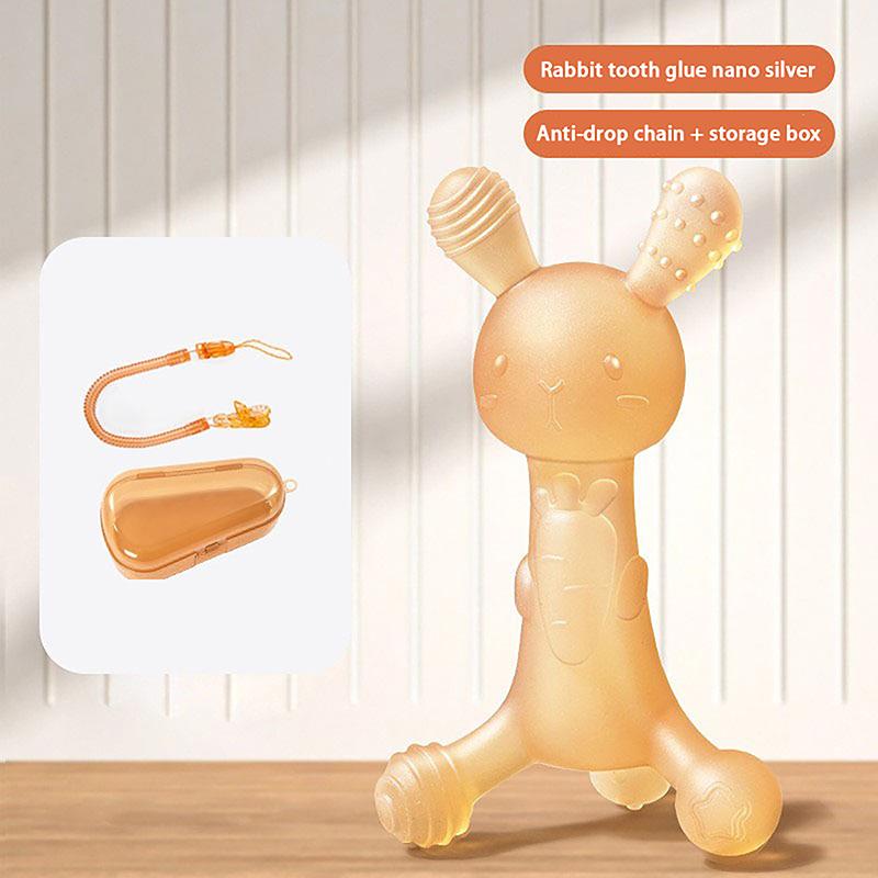 Игрушки для прорезывания зубов в форме кролика, жевательные игрушки для прорезывания зубов, мягкие, эластичные, силиконовые, прорезыватели для зубов, держатель для новорожденного, прорезыватели для моляров, детские принадлежности