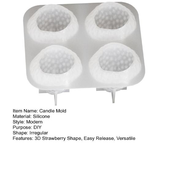 3D Strawberry Candle Silicone Mold DIY Handmade Aromatherapy Soaps Candles Mold Easy Release Non-Stick Surface Mold