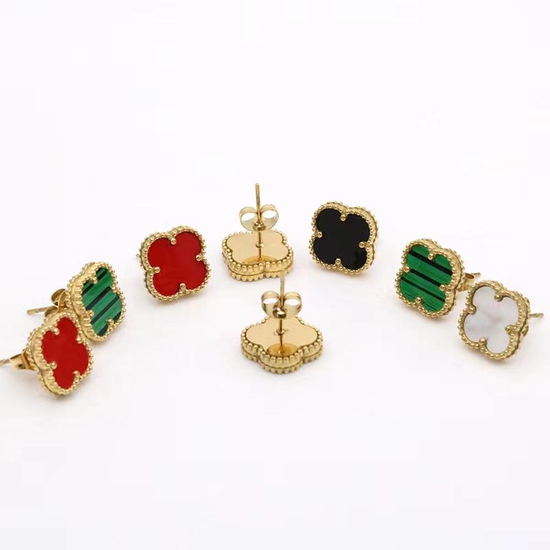 Серьги из титановой стали с четырьмя лепестками клевера, персонализированные женские серьги Ins Netroots, трепещущие на ветру, тот же абзац