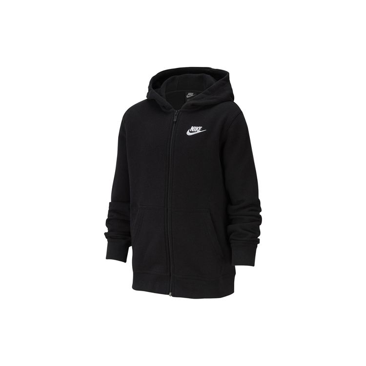Nike Повседневная плюшевая толстовка с капюшоном на молнии для детей, черная BV3699-010