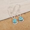 Blue Copper Turquoise Handmade Gemstone Earrings, 925 Solid Sterling Silver Earrings Antique Jewelry, For Engagement Gift