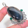Banded Agate, Diopside Handmade 925 Sterling Silver Jewelry Pendant 2.60" n4P30